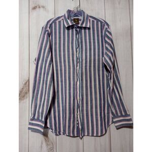 TailorByrd Shirt Men's Large Blue‎ Pink Button Front